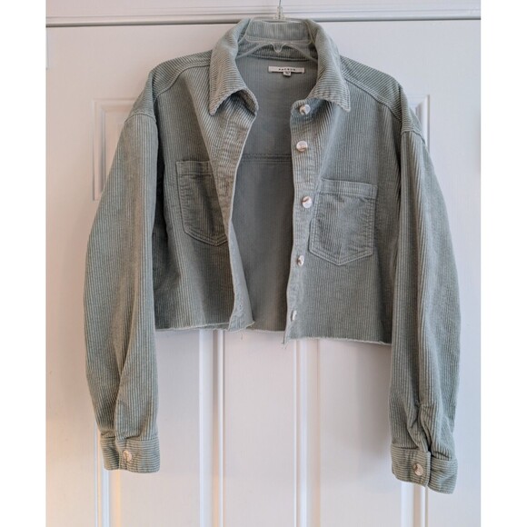 Pac Sun Corduroy Jacket Women's Button Up Pockets Cropped Raw Hem XS/S - Picture 1 of 7